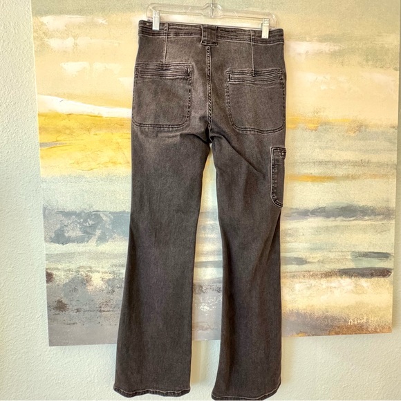 Anthro Pilcro Utility Moto Bootcut Jeans Faded Black Wash 29R - Picture 6 of 15